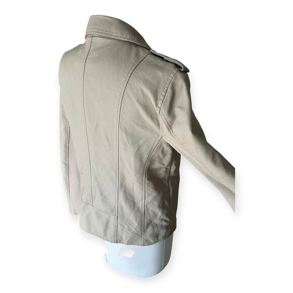 NEW Style & Co Women's Faux Leather Moto Jacket Beige Off White size M Edgy - Picture 9 of 11